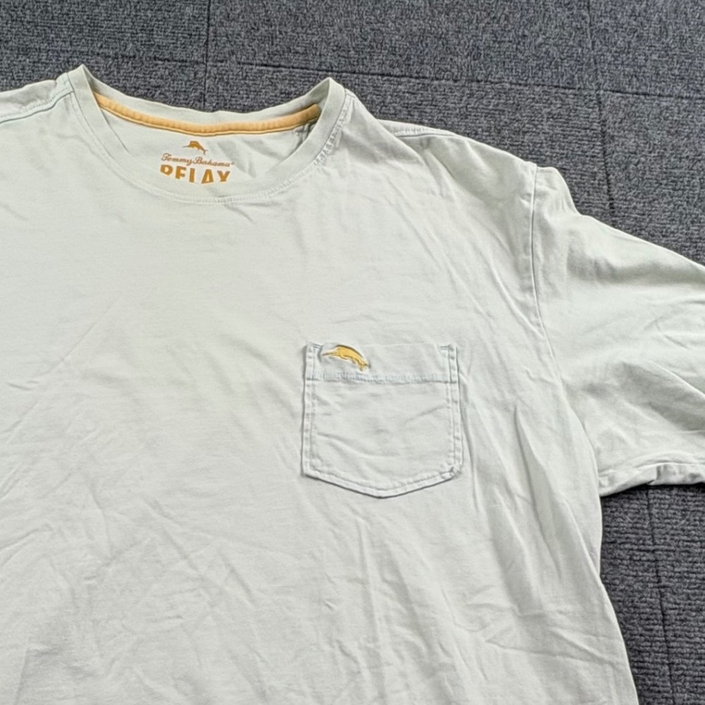 Tommy Bahama Relax Mens L Pima Cotton Pocket T-Shirt Mint Green Marlin Logo